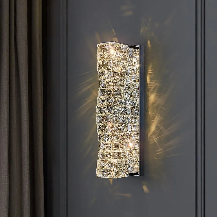 Villa Home  Luxury Stainless Steel K9 Crystal Wall Lamp Modern Bedroom Bedside LED Bracket Light Creative Staircase Corridor Wall Fitting Home Lighting Supplies