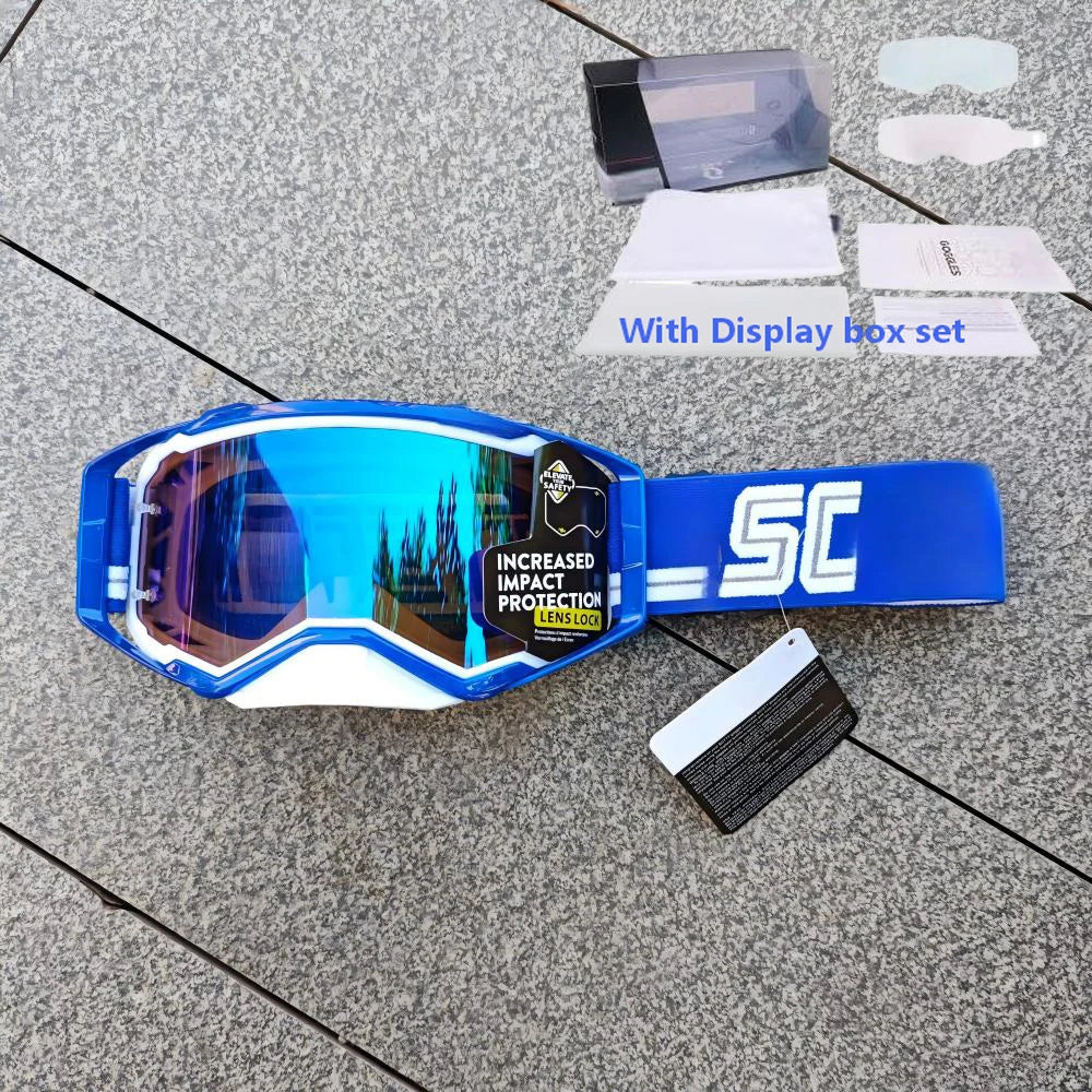 NEW American Motocross Motorcycle Top Quality Professional Goggles Halley Riding Eyewear Windproof Sports Glasses with Display Box Set