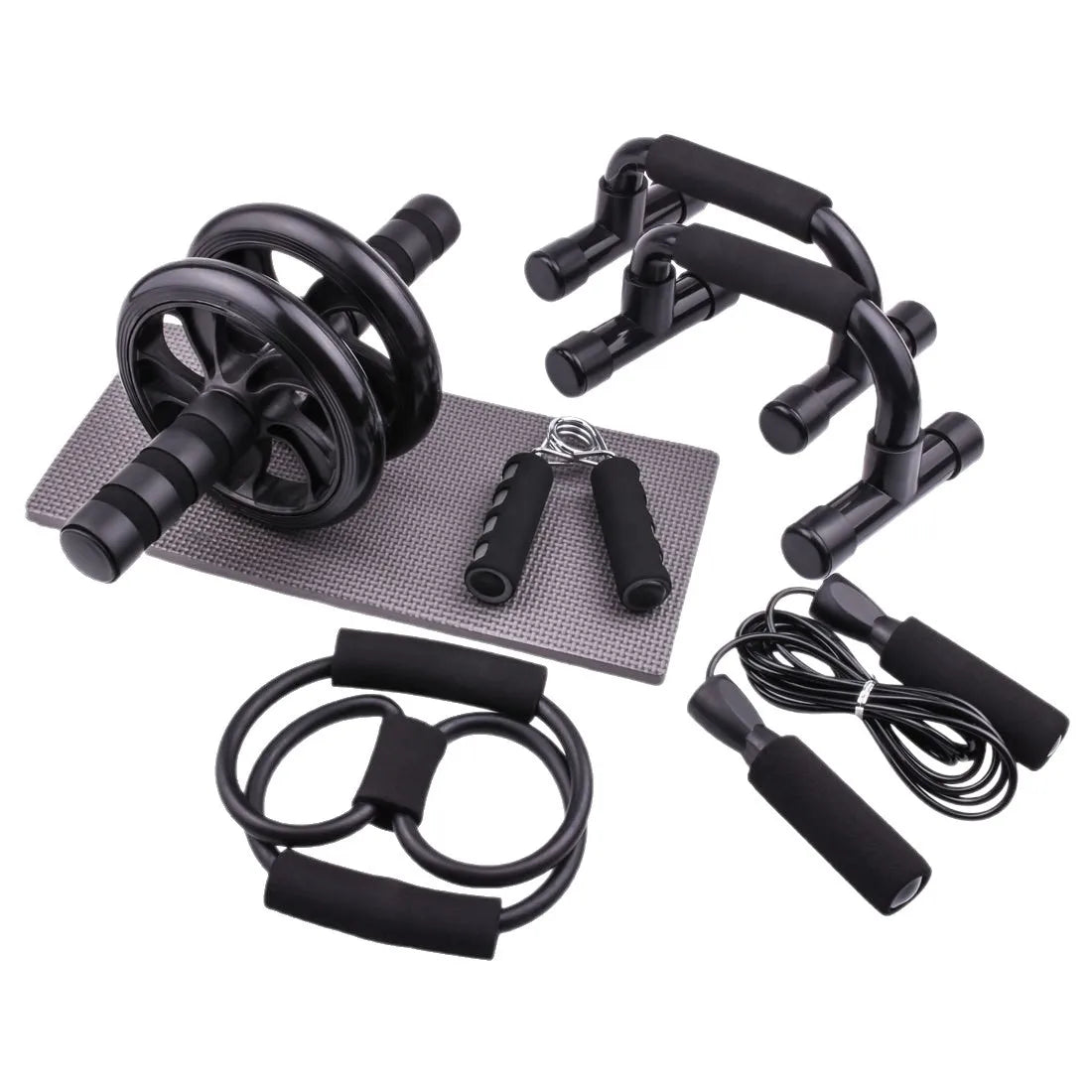 NEW Arrivals 7 PCS Set Abdominal Wheel Push-Up Combination Suit Multi-Functional Abdominal Muscles Wheel Comprehensive Training Home Gym Accessories Sports Set
