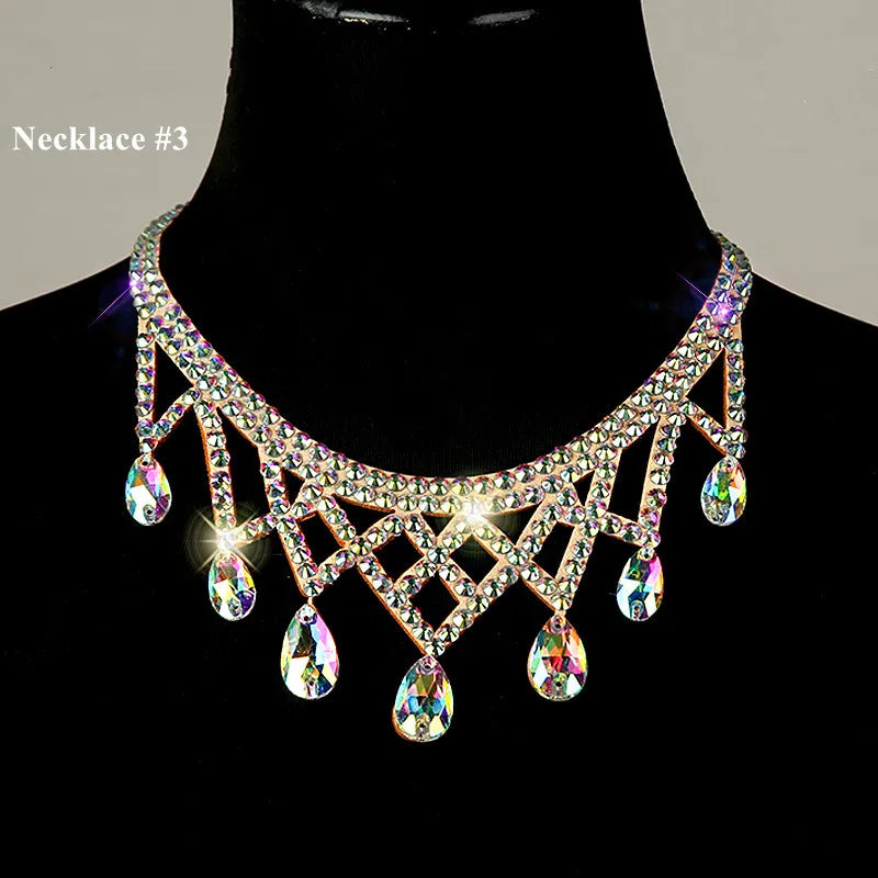NEW Arrivals 18 Patterns Luxury Belly Dance Sparkle Necklace Jewelry Competition Dancer Accessory Shine Dancing Necklace Stage Performance Costume Egypt Show