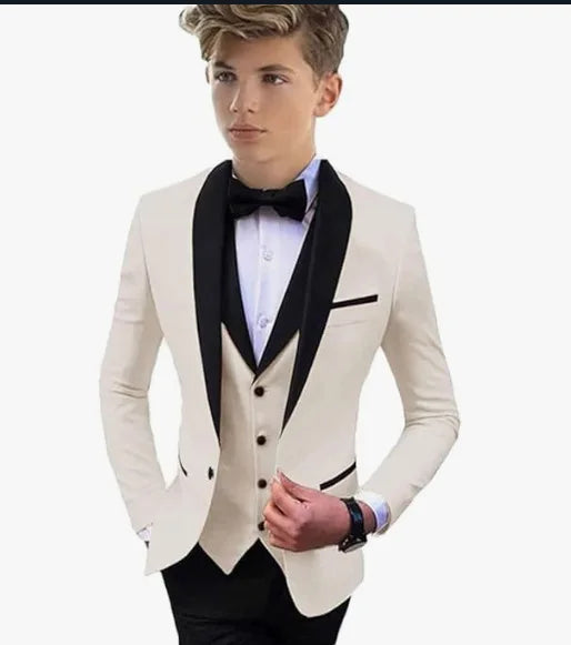 3 PCS Set 8 Colors Boys Luxury Suit Blazer Vest Pants Jacket Gentleman Clothes Sets 3-16T Kids Wedding Guest Evening Prom Birthday Party Formal Clothing Wedding Suits Children Luxury Apparel Supplies