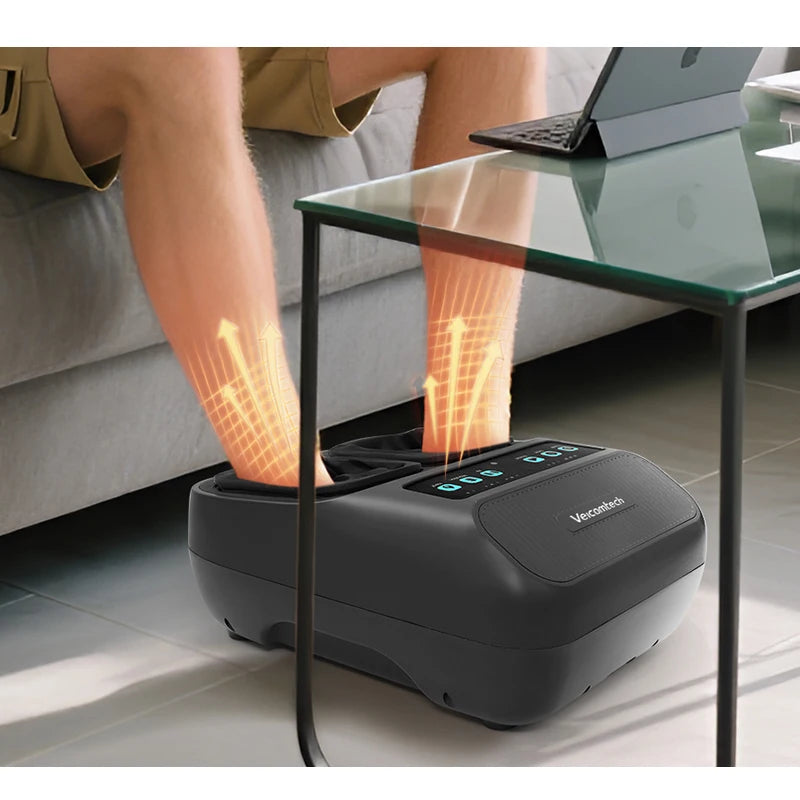 NEW Arrivals Heat Kneading and Air Compression Electric Remote Control Foot Massager Vibration Air Pressure Massage Machine Arthritis Blood Circulation Therapy Pain Relief Treatment Relaxation Health Care Supplies