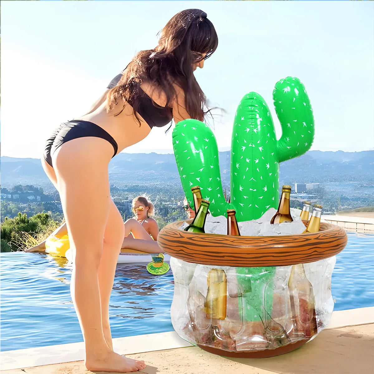 NEW Arrivals Modern Design Inflatable Palm Tree Cooler Blow Up Palm Tree Cooler for Tropical Party Water Pool Beach Decorations Hawaiian Party Beverage Drinkware Summer Barware Party Supplies