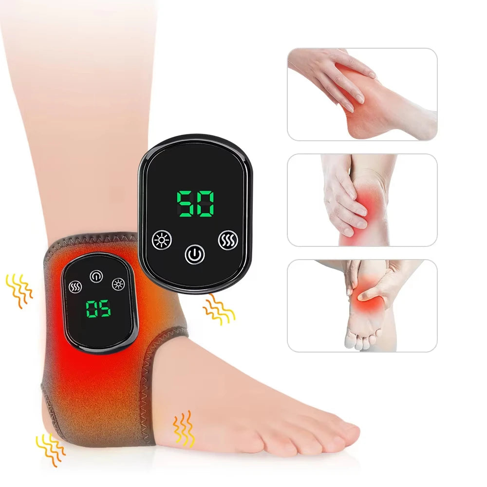 NEW Model Electrically Heated Ankle Charging Model Vibration Massage Hot Compress Foot Joint Therapy Device Outdoor Sports Running Cycling Injuries Treatment Pain Relief Health Care Supplies