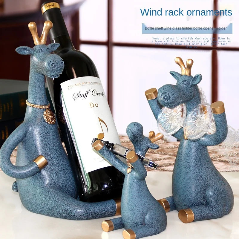 Blue/Gold Color European High Foot Luxury Wine Glass Holder, Household Wine Bottle Rack, Living Room Decorations, Luxury Wine Cabinet