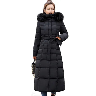 BEST PRICE 8 Colors S-3XL Women Winter Fashion Slim Winter Hooded Parkas Jacket Padded Warm Thicken Ladies Long Coats Parka Snow Outerwear Long Jackets Ladies Winter Apparel Supplies