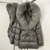 BEST PRICE 15 Colors European High End Winter Hoodie Warm Midi Length Large Real Natural Silver Red Fox Fur Thick Bubble Coats Down Coat Snow Outerwear Parkas Jackets Women Winter Apparel Supplies