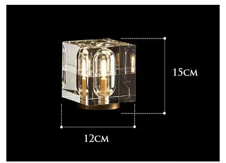 Italian Luxury All Copper K9 Crystal Table Light Rubik's Cube Creative Personality Study Art Decoration Brass Small Desk Lamp Home Bedroom Living Room Bedside Lampshades Lighting Accessories