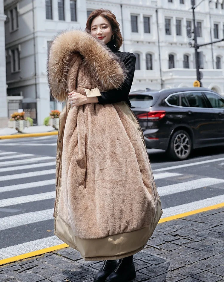 5 Colors Women Clothing Fall Winter Women Fur Coats Warm Long Coat for Women With Thickened Large Collar Female Winter Clothing Supplies