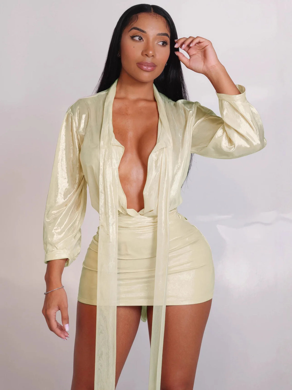 NEW Arrivals Women Autumn Spring Summer Fashion  New Beauty Deep V-Neck Thread Full Mini Dress Sexy Cross-Border Fashion for Summer Evening Beach Parties Night Clubwear Outfits