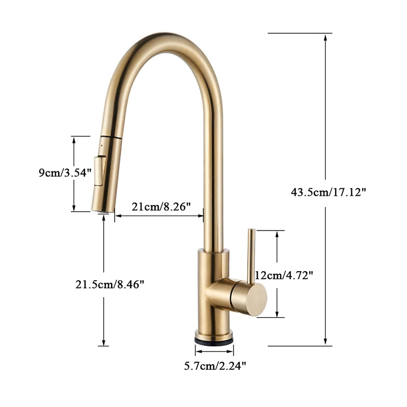 Smart Sensor Touch Kitchen Faucet Brushed Gold Pull Out Sensor Faucets Black/Nickel 360 Rotation Crane 2 Outlet Water Mixer Taps