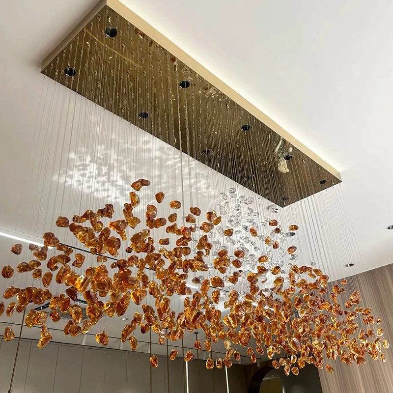NEW Arrivals Home Villa Staircase Living Room Ceiling Customized Modern Luxury Hotel Bar Lobby Pendant Light Glass Crystal with Adjustable Height Feature