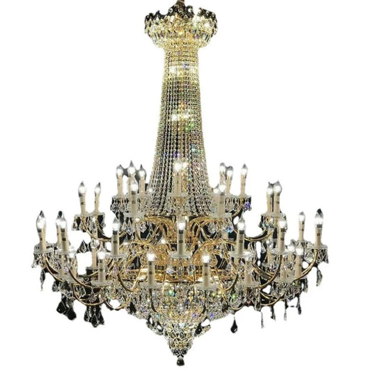 HOT SALE Villa Home Baroque Style Copper Luxury Chandelier Sparkle Crystal Tassels Decoration Living Room Staircase Atmospheric Classical Pendant Lights