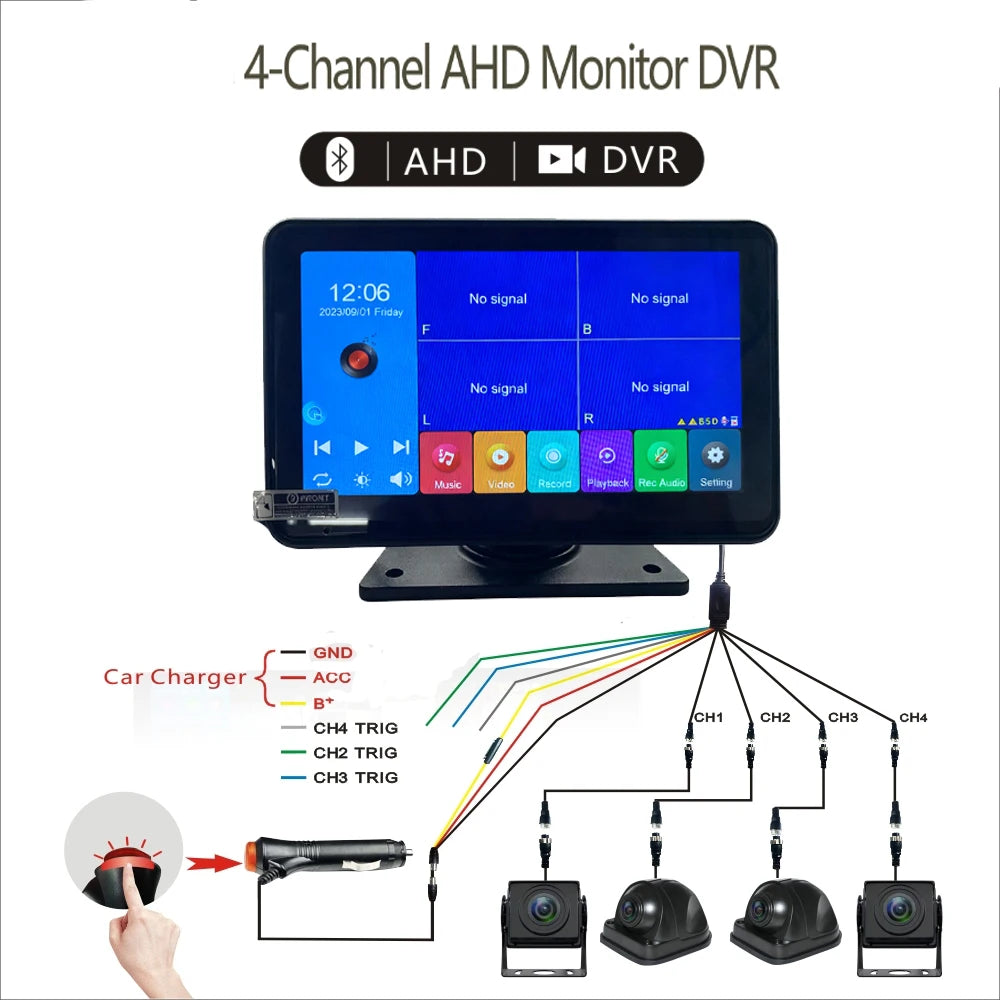 NEW 7 Inch Universal Multimedia Touch Screen Pedestrian Detector Driving Safety Reverse Camera for Cars and Trucks Waterproof  Dashboard AHD Car Cam  Image Sensor Vehicle Security Supplies