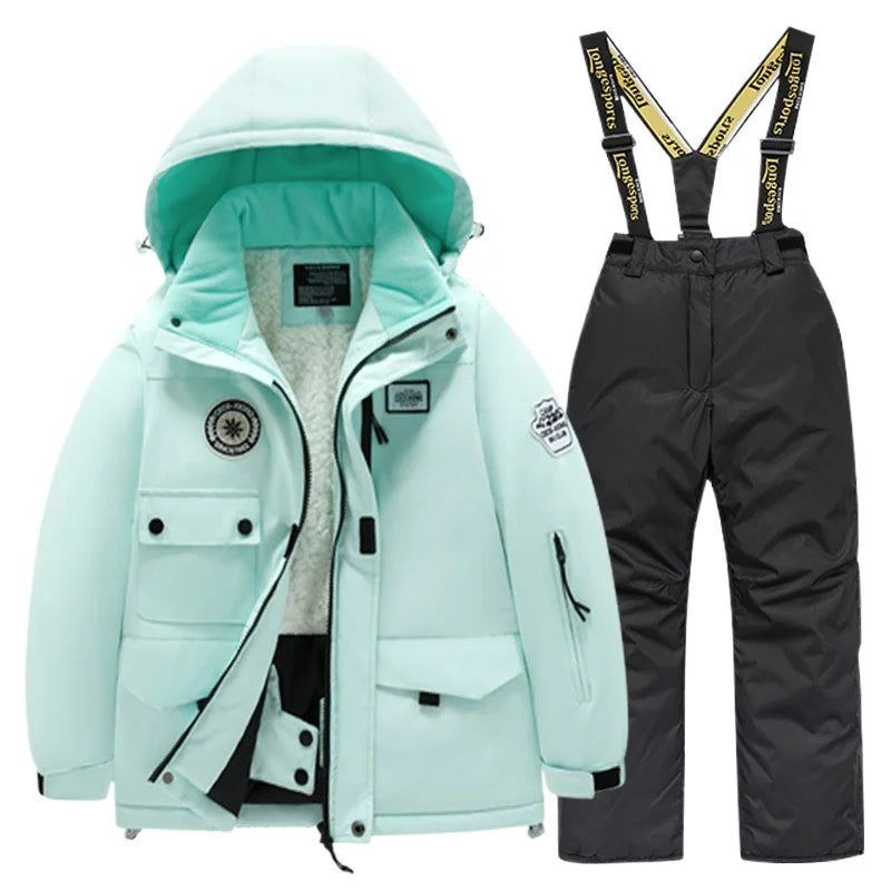 BEST PRICE 2 PCS Set Children's Girls Boys Top Quality Waterproof Ski Jacket + Pants Kids Snowboard Suit Snow Wear Ski Clothes for Kids Ski Suit Ski Clothing