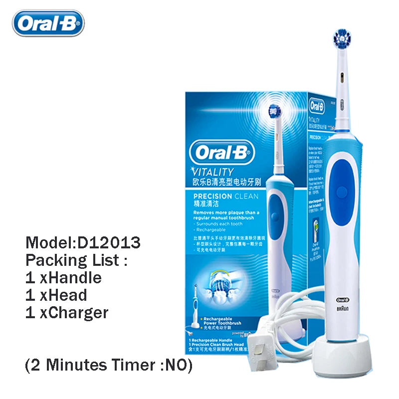 Original Oral-B Set Vitality 2D Electric Toothbrush Rechargeable Smart Teeth Whitening with Replacement Tooth Brush Heads Oral B Nozzles Women Men Oral Hygiene Accessories Personal Care Supplies