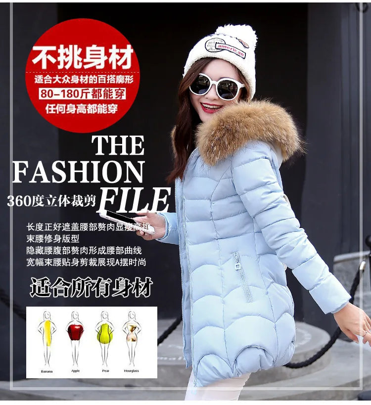 5 Colors S-3XL Plus Size Women's Thick Warm Long Winter Jacket Women Parkas Hooded Winter Warm Coat Snow Windbreaker Outerwear Jackets Ladies Winter Apparel Supplies
