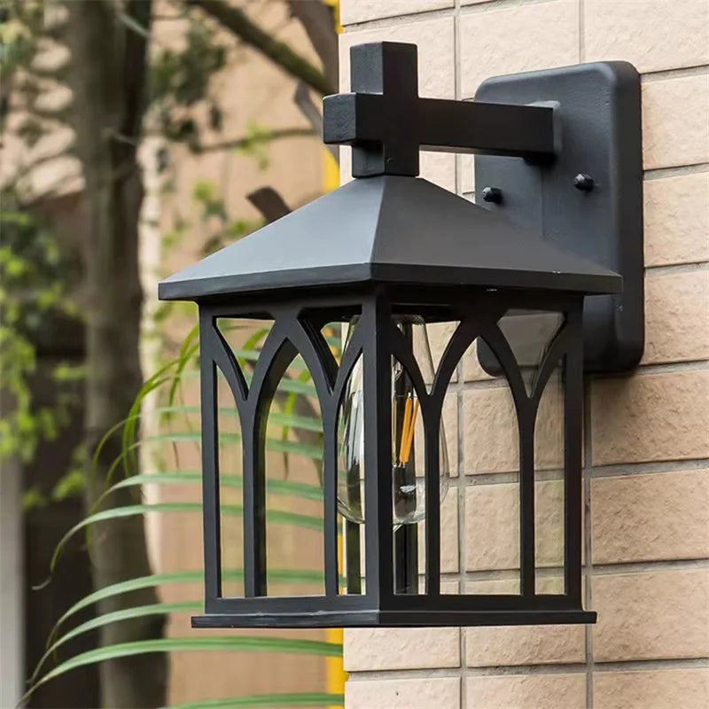 Home Outdoor Black Light LED Classical Aluminum Waterproof for Home Balcony Decoration Retro Wall Sconces Lamps