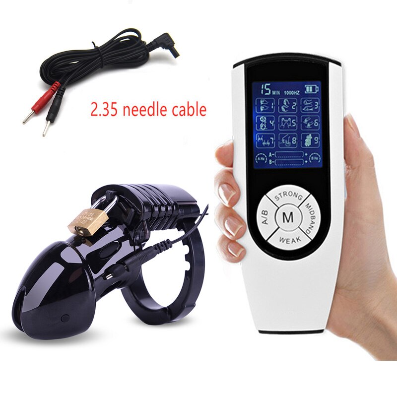 Electro Shock CB6000 Chastity Cage Ball Stretcher,Electric Stimulation Cock Cage,BDSM Timer Lock Ring Male Chastity Belt Sex Toy