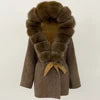 12 Colors Small Medium Size  New Winter Cashmere Wool Blends Women Natural Fox Fur Collar Hooded Slim Fit Suit Double Sided Woolen Trench Coat Women Winter Apparel Supplies