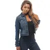 White/Blue/Black Color S-3XL Turned Collar Solid Color Single Breasted Women's Autumn Spring Streetwear Fashion Denim Short Coat Mini Jeans Jackets Women Casual Clothing Supplies.