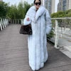 Boutique Gala HOT SALE (Few Units Left)  NEW  Women Winter Luxury Authentic Thick 100% BLUE Fox Fur Long Mink Coat Real Natural Blue Fox Fur Trench Longer Coats Authentic Fox Fur Jacket Best Quality Ladies Luxury Apparel Supp