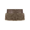 Brown/White Color Women Faux Fur Trim PU Leather Shorts Buckle Waist Y2K Autumn Winter Evening Rave Party Night Clubwear Sexy Gothic Street Fashion Trendy Hot Sexy Shorts