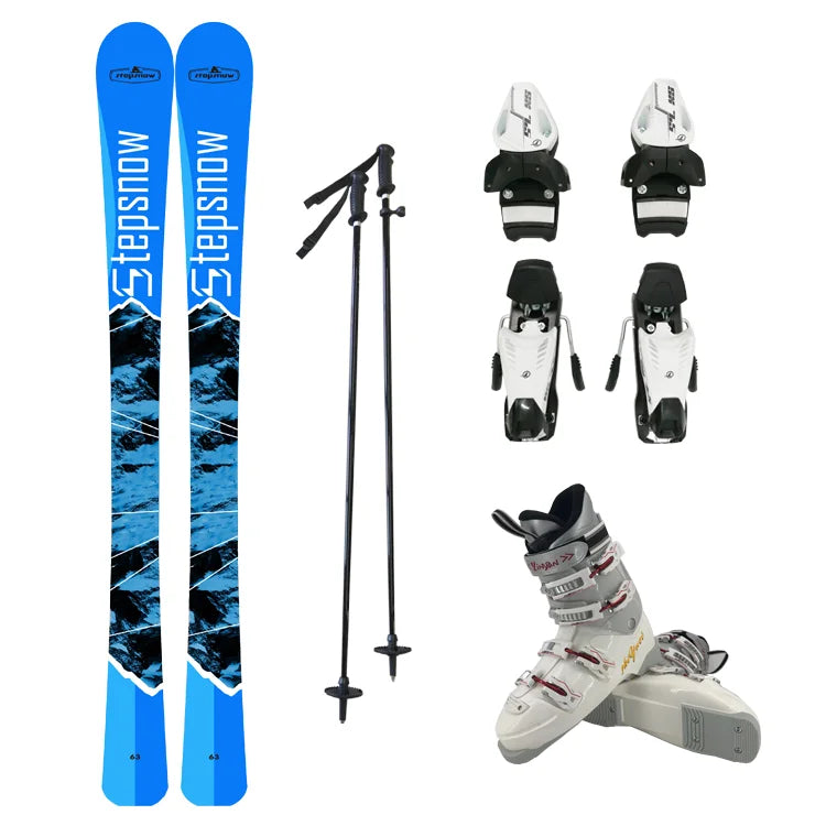 NEW Set Women Men Professional Alpine Ski Boot Set Binding Shoes Pole Brand Mountaineering Skateboard Winter Sports Supplies