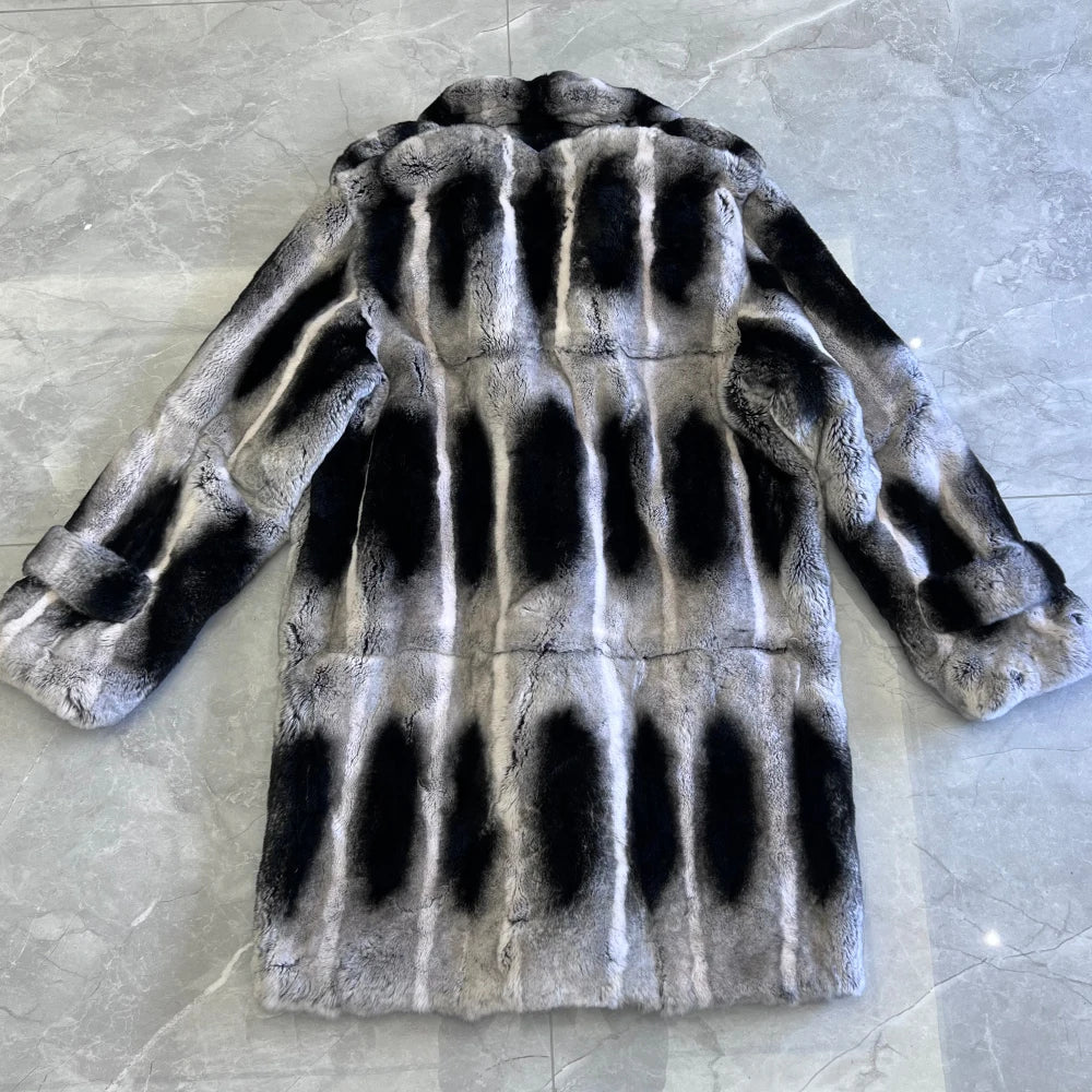 Boutique Gala HOT SALE (Few Units Left) S-3XL Plus Size Men's Original Chinchilla Coats Genuine Luxury Mink Fur Coat Thick Warmer Cold Winter Real Fur Lover Grey Black Rex Rabbit Chinchilla Fur Coat Gentleman Luxury Apparel S