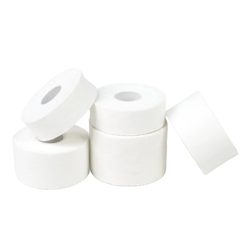 Customized Logo 10cm Width White Cotton Athletic Sports Tape Rayon Kinesiology Bandage Zinc Oxide Glue for Ankle Finger Knee Arms for Outdoor Running Gym Cycling Fitness Sports Accessories