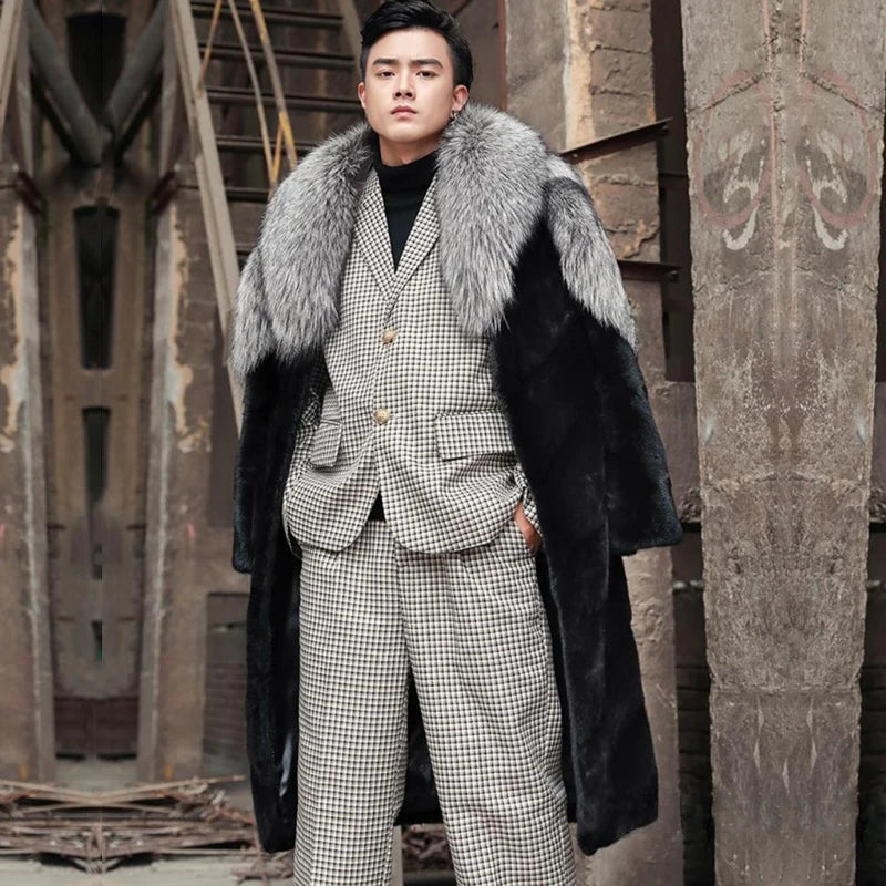 Low-Price Sales are Limited NEW PLUS SIZE S-6XL Luxury Men's Mink Coat Winter Warm Snow Outerwear Evening Nightclub Party Long Trench Coat Fur Husband Boyfriend Lover Gifts Men Male Luxury Fashion Apparel Supplies Clothing Pr