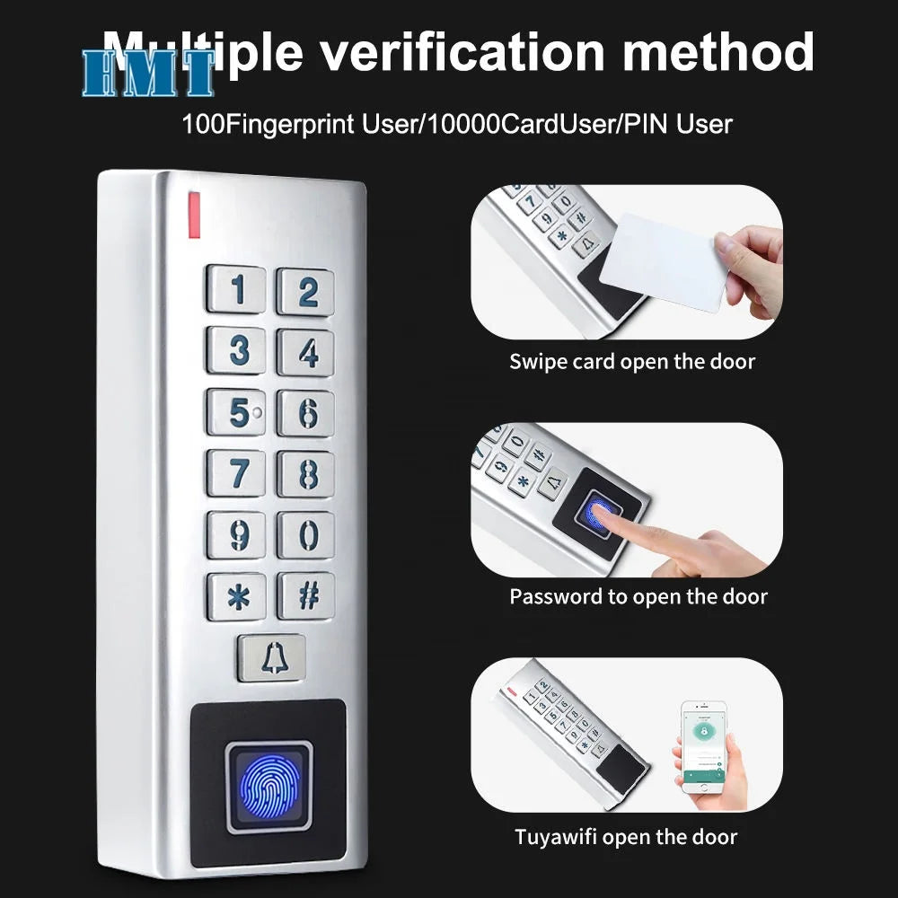 Home Villa Hotel Office Waterproof Standalone Metal Wi-Fi TUYA App Fingerprint RFID Access Control Keypad Digital Panel Password Access Controller Home Security Accessories
