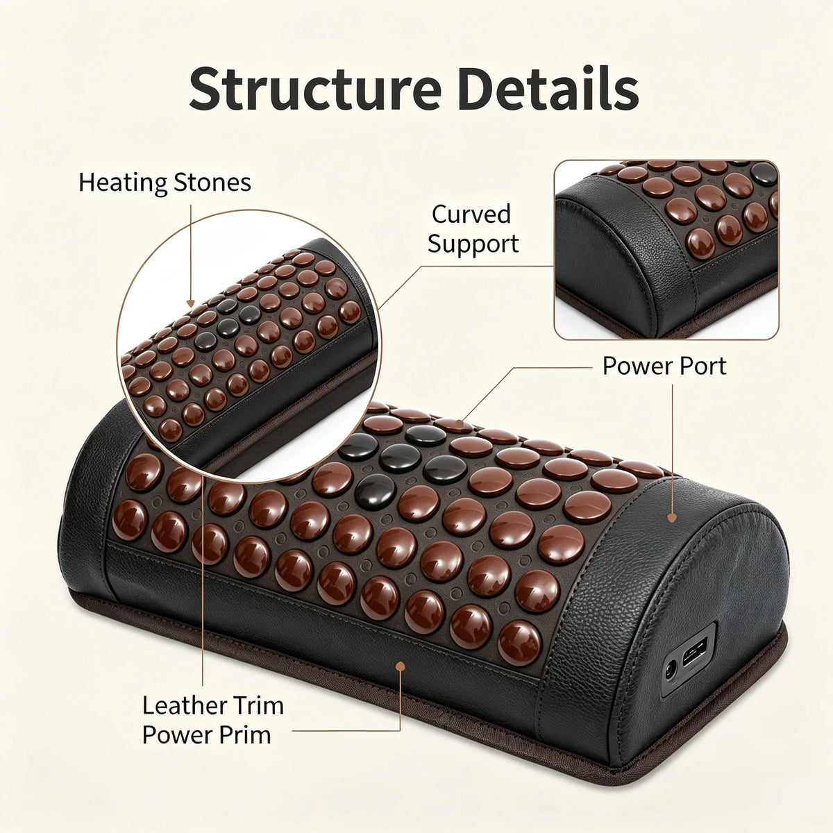 Natural Jade Tourmaline Stone Heating Cervical Pillow Memory Foam Neck Support Pillow for Home Sleeping Relax Therapy Pain Relief Treatment Health Care Accessories Massage Supplies