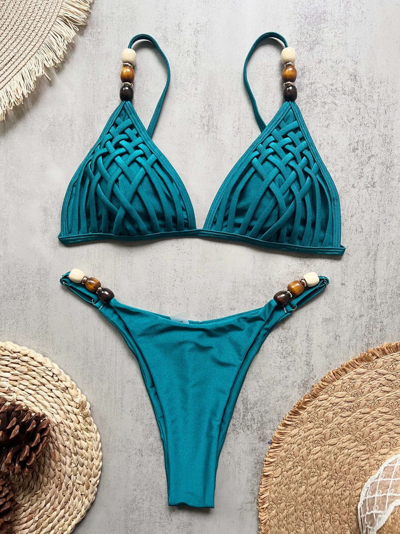 NEW Arrivals 10 Colors Sexy Shinny Triangle Top Double Lined Fabric Swimwear Women Beads Brazilian Bikini Swimsuit S-L Ladies Beachwear Swimming Pool Summer Bathing Apparel Sets Clothing Supplies