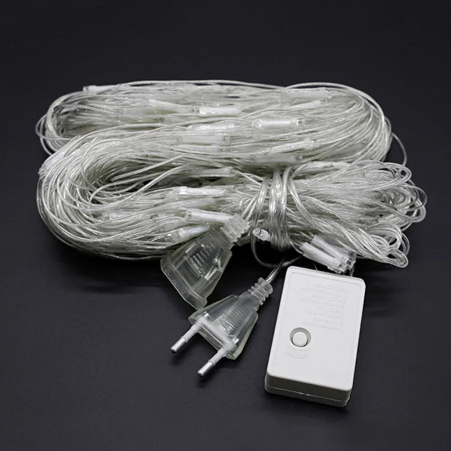 NEW Arrivals Waterproof 2x2M 3x2M LED Net Mesh Fairy String Lights Garland Window Curtain Christmas Garden Lights Wedding Party Holiday Light Outdoor Holiday Decoration Supplies