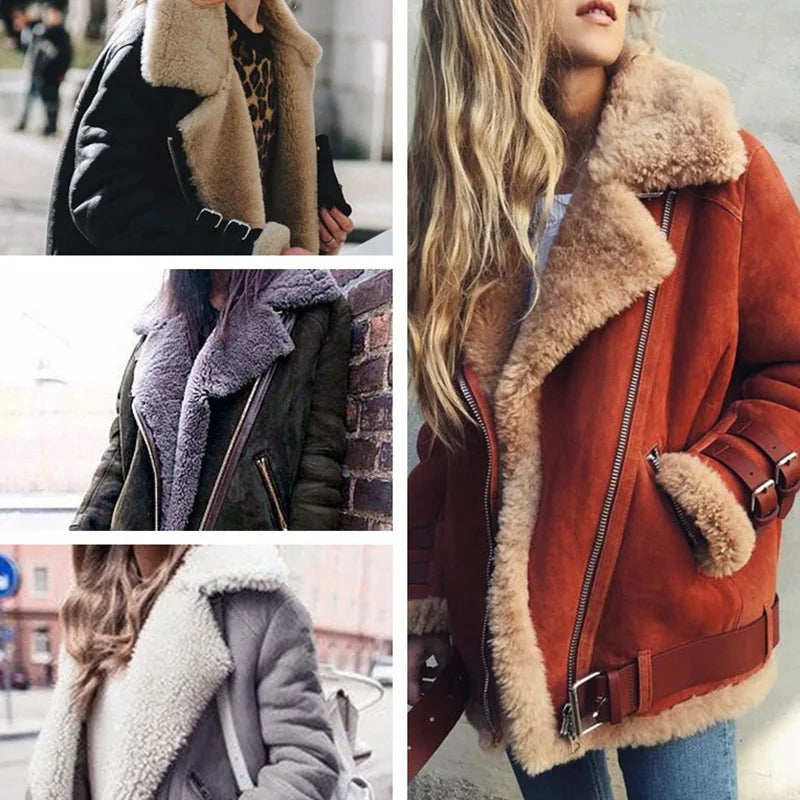 S-5XL Plus Size 3 Colors New Autumn Winter Style Top Quality Jacket Women Wool Warmth Jacket Fashion Casual Women's Casual Lapel Wool Zipper Coat Women Winter Apparel Supplies