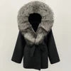 12 Colors Small Medium Size  New Winter Cashmere Wool Blends Women Natural Fox Fur Collar Hooded Slim Fit Suit Double Sided Woolen Trench Coat Women Winter Apparel Supplies