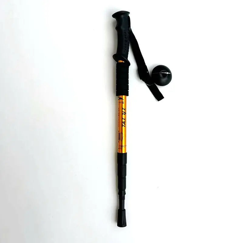 50-110cm Outdoor Climbing Mountaineering Iced Snow Hiking Shock-Absorbing High-Strength Ultra-Light Aluminum Alloy Four-Section Trekking Poles Plastic Modern Curved/Straight Handle Winter Sports Accessories