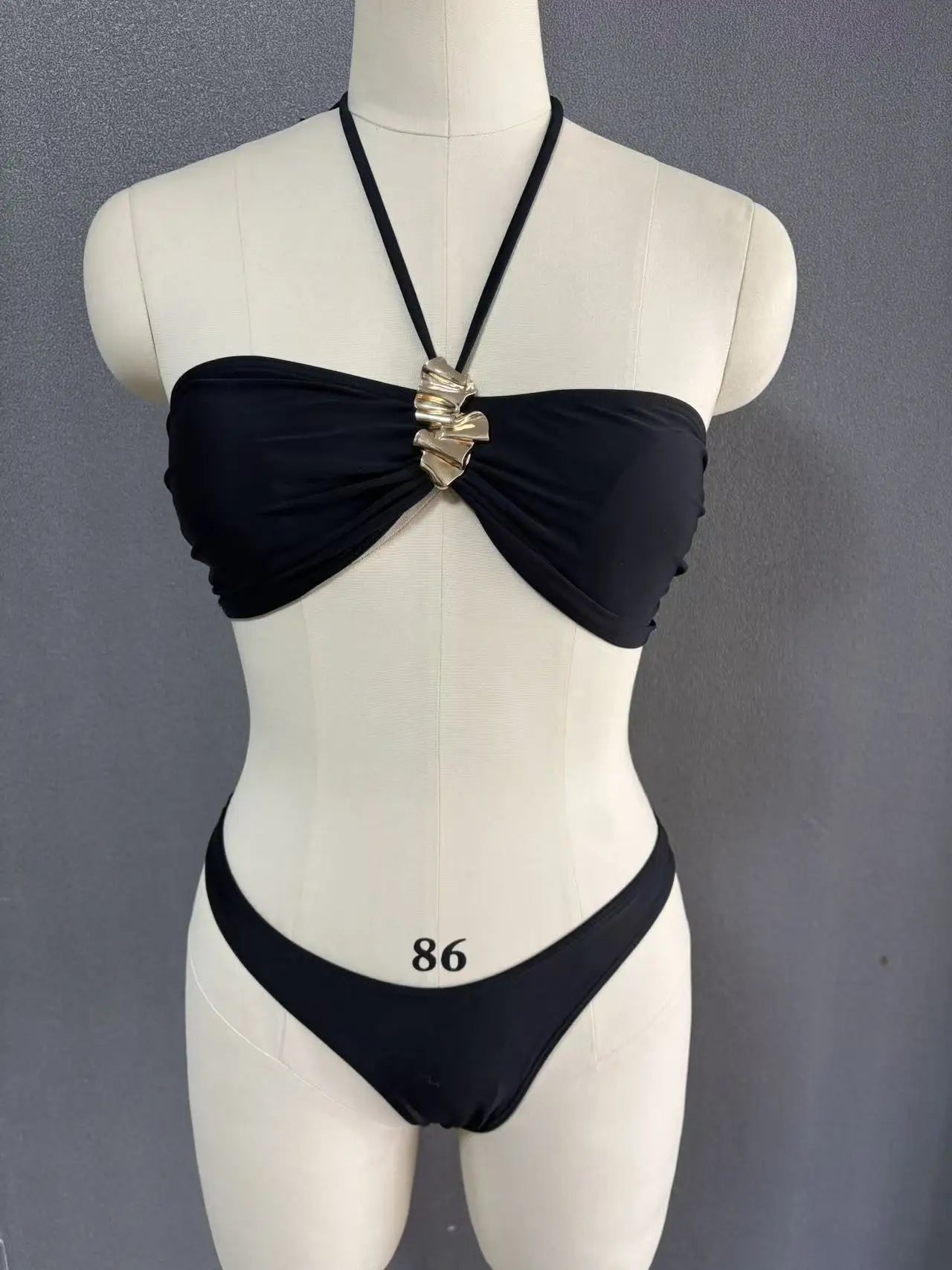 NEW Arrivals 3 PCS Set Black Color Women Sexy Swimwear Bandeau Top Brazilian G-String Bikini and Skirt Set Cover Ups S-L Size Swimsuit Swimming Pool Beachwear Ladies Sexy Bathing Apparel Supplies