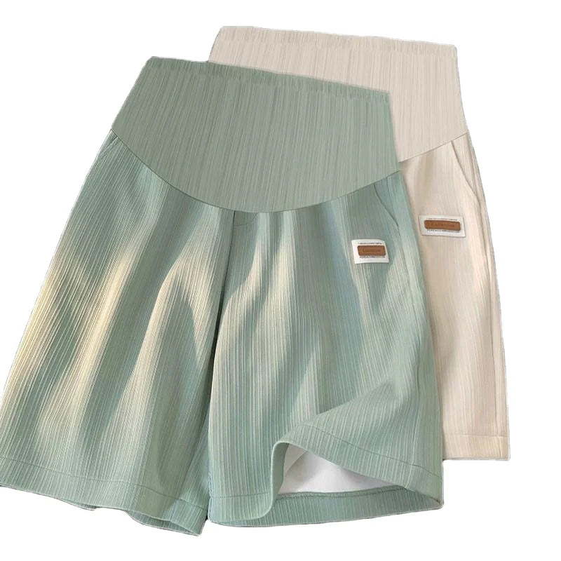 M-3XL Large Size Summer Breathable Casual Pants Ice Silk Maternity Shorts with Pocket for Pregnant Women Outdoor Hiking Fitness Workout Summer Pregnancy Apparel Accessories