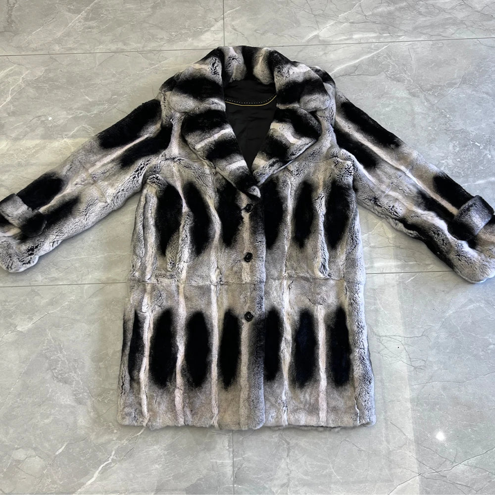 Boutique Gala HOT SALE (Few Units Left) S-3XL Plus Size Men's Original Chinchilla Coats Genuine Luxury Mink Fur Coat Thick Warmer Cold Winter Real Fur Lover Grey Black Rex Rabbit Chinchilla Fur Coat Gentleman Luxury Apparel S