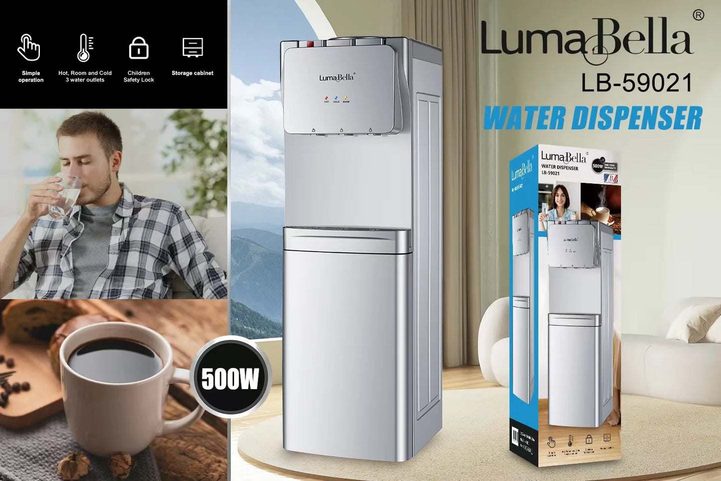 HOT SALE Household Freestanding Water Dispenser Instant Hot/Cold Water Heating Bottom-Mounted Ice-Making Function Water For Home Office Hotels Restaurants Drinkware & Barware Supplies