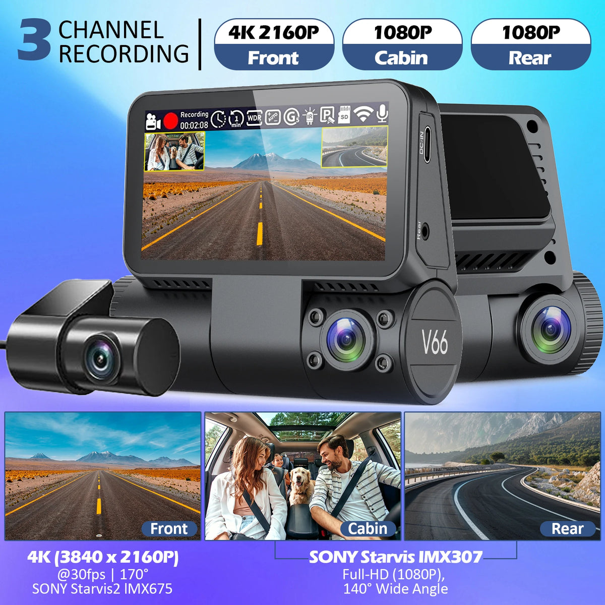 HOT SALE NEW 5G GPS Navigator 3 Inch IPS Touch Screen STARVIS2 2CH GPS 5G Wi-Fi Dash Camera ADAS Car Black Box 4K Video Recorder Car Vehicle Safety Driving Accessories