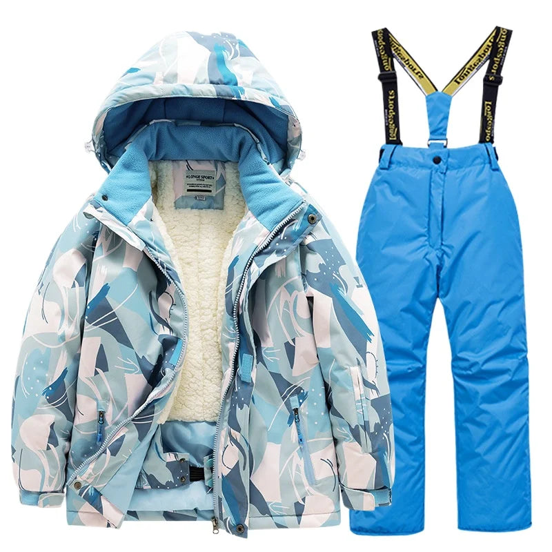 BEST PRICE 2 PCS Set Children's Girls Boys Top Quality Waterproof Ski Jacket + Pants Kids Snowboard Suit Snow Wear Ski Clothes for Kids Ski Suit Ski Clothing
