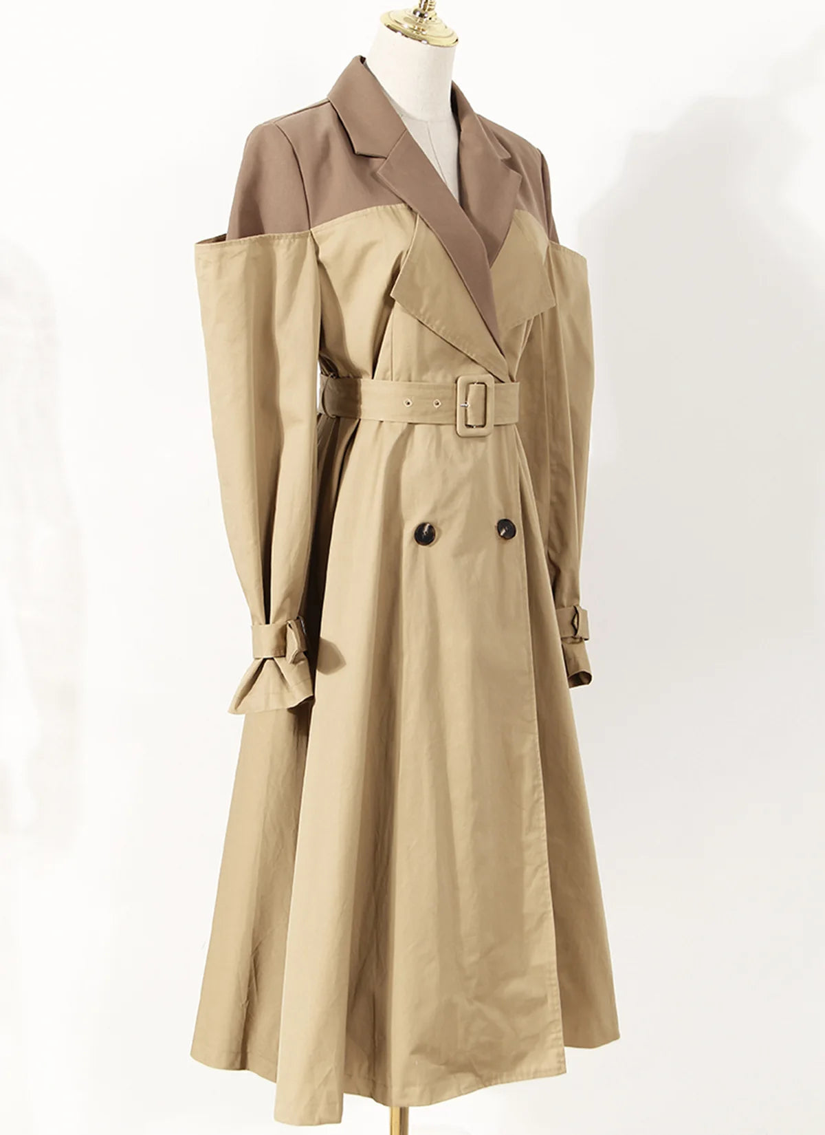 NEW Arrivals  Autumn Winter Vintage Unique Patchwork Lacing Slim Long England Elegant Baggy Pocket Trench Dress Windbreaker Coat Women's Jackets