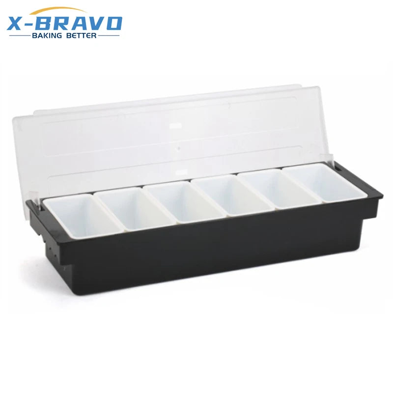 ABS Plastic 3/4/5/6 Section Pizza Ingredients Preparation Organizer Box Fruits Cheese Sauce Box Pizza Making Storage Tool Accessories Cooking Kitchenware Supplies