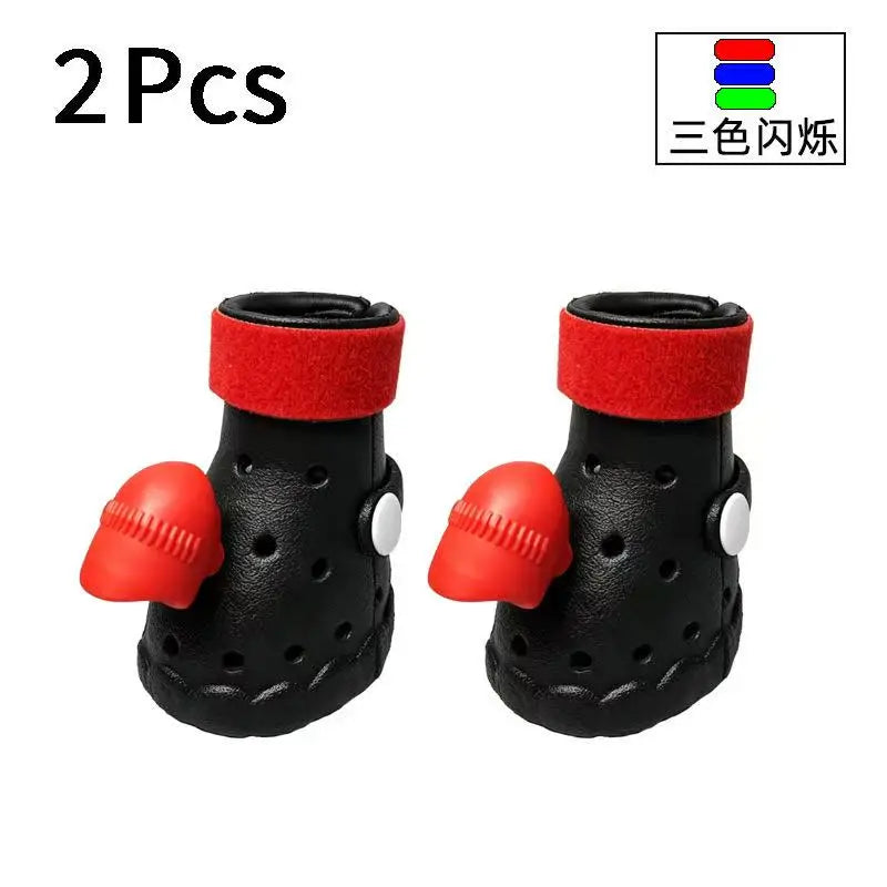 NEW Arrivals 3 Colors Dog Shoes with Flashing Lights, Anti-Slip, Breathable, and Adjustable Velcro Fastening Anti-Loss Night Walking Shoes Pets Clothing Supplies