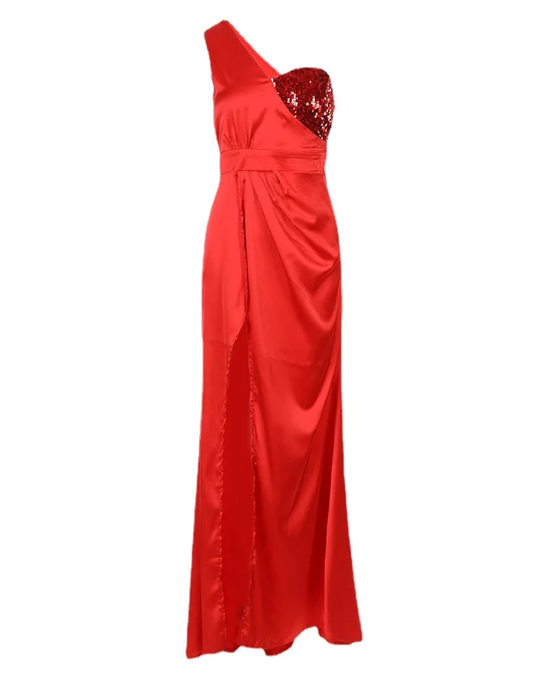 Boutique HOT SALE High -Quality Hot -Selling After Wedding Bridal Party Sexy Temperament Deep V Long -Sleeved Sequins Elegant Long Gown Evening Dress Floor Length Ladies Sexy Apparel Supplies