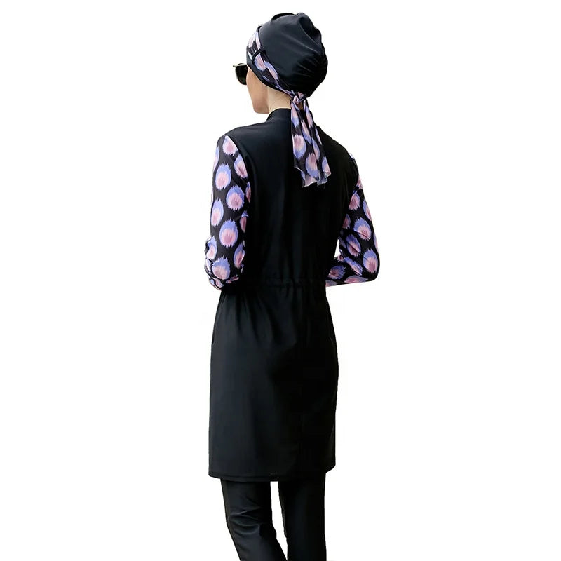 3 PCS Set Diving School Muslim Modest Swimsuit Islamic Full-Coverage Conservative Beach Cover Up Swimwear Muslims Summer Bathing Apparel Sets Clothing Supplies