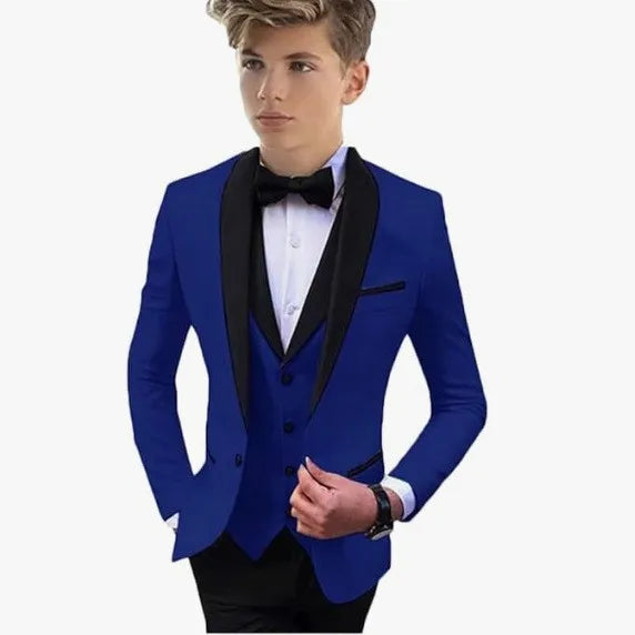 3 PCS Set 8 Colors Boys Luxury Suit Blazer Vest Pants Jacket Gentleman Clothes Sets 3-16T Kids Wedding Guest Evening Prom Birthday Party Formal Clothing Wedding Suits Children Luxury Apparel Supplies